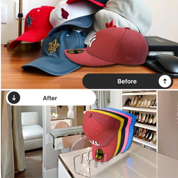 cap storage for baseball caps - before and after
